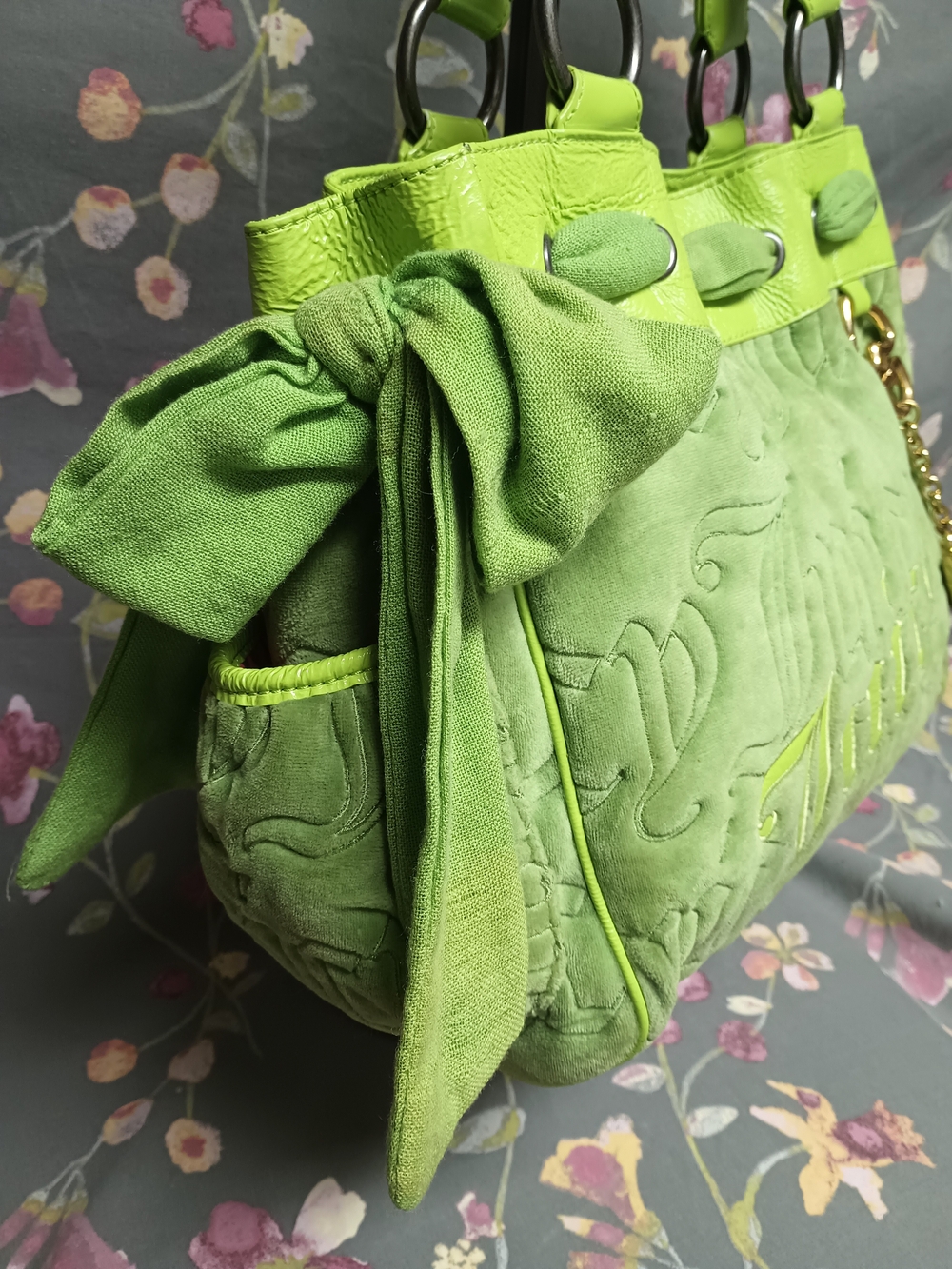 2010 Rare Vintage Daydreamer Bag Juicy Couture Y2K Monochromatic Lime Green - Picture 4 of 16